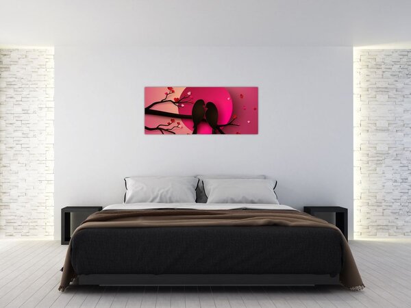 Tablou - Păsări îndrăgostite (120x50 cm)