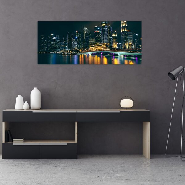 Tablou - Singapore noaptea (120x50 cm)