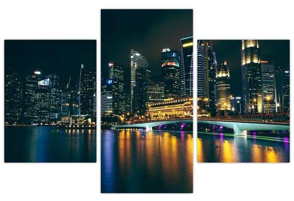 Tablou - Singapore noaptea (90x60 cm)