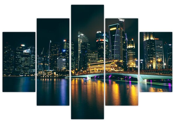 Tablou - Singapore noaptea (150x105 cm)