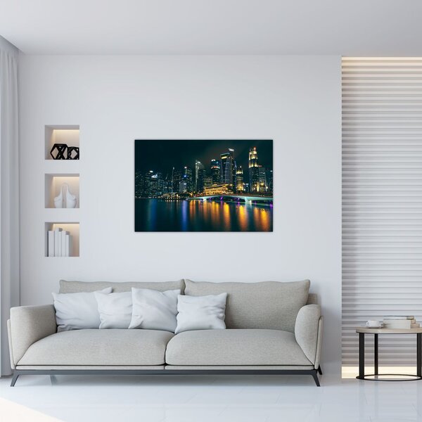 Tablou - Singapore noaptea (90x60 cm)