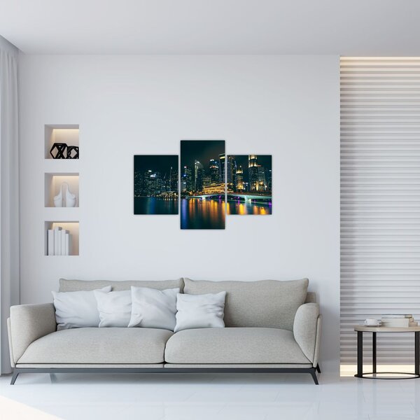 Tablou - Singapore noaptea (90x60 cm)