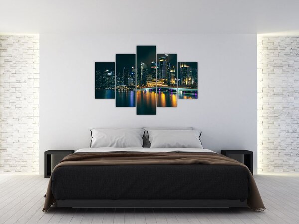 Tablou - Singapore noaptea (150x105 cm)