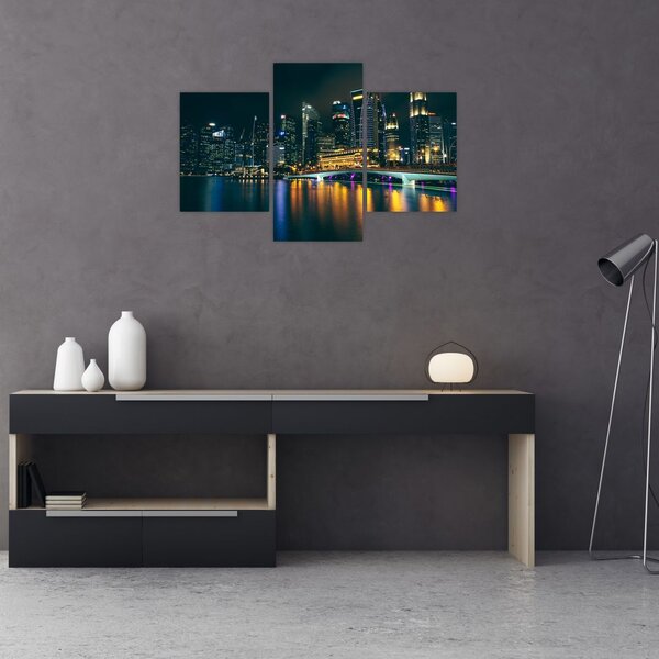 Tablou - Singapore noaptea (90x60 cm)