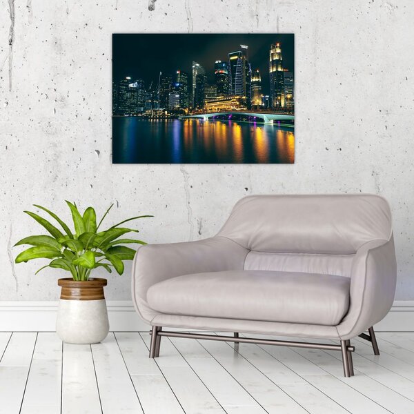 Tablou - Singapore noaptea (70x50 cm)