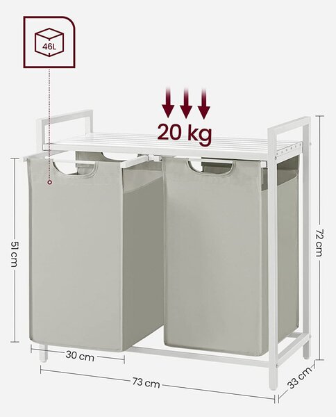Cos de rufe, Vasagle, Alb, 73x33x71 cm