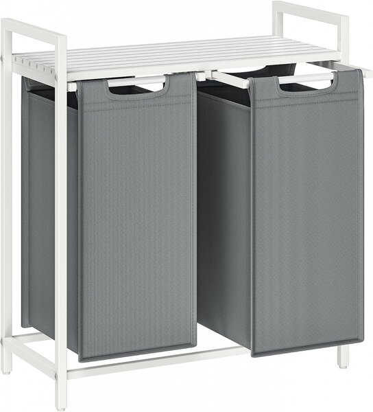 Cos de rufe, Vasagle, Alb-Gri deschis, 73x33x71 cm