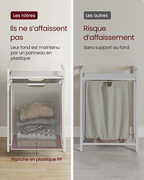 Cos de rufe, Vasagle, Alb, 50x33x76 cm