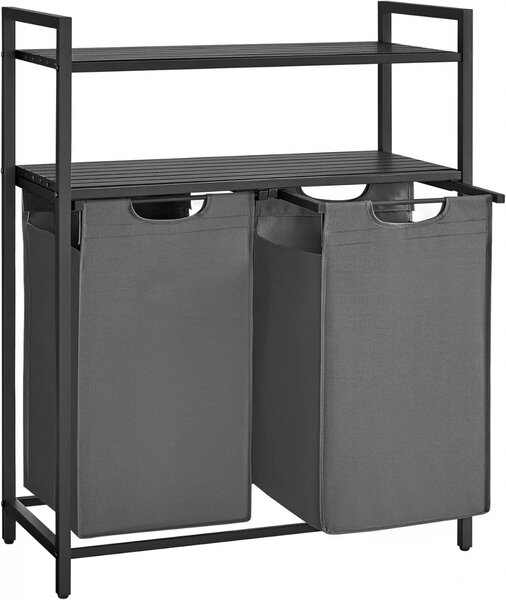 Cos de rufe, Vasagle, Negru-Gri, 73×33×92 cm