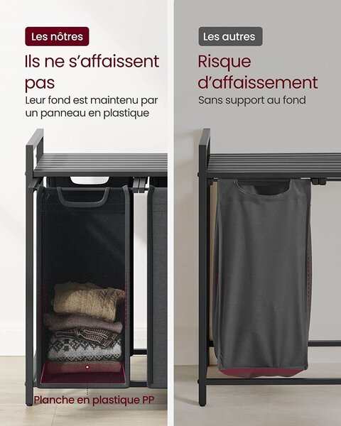 Cos de rufe, Vasagle, Negru-Gri, 92.5×33×72 cm