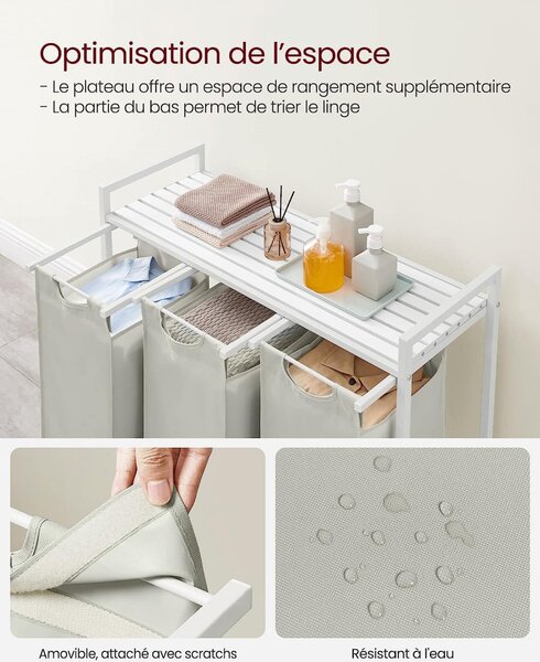 Cos de rufe, Vasagle, Alb, 92.5×33×72 cm