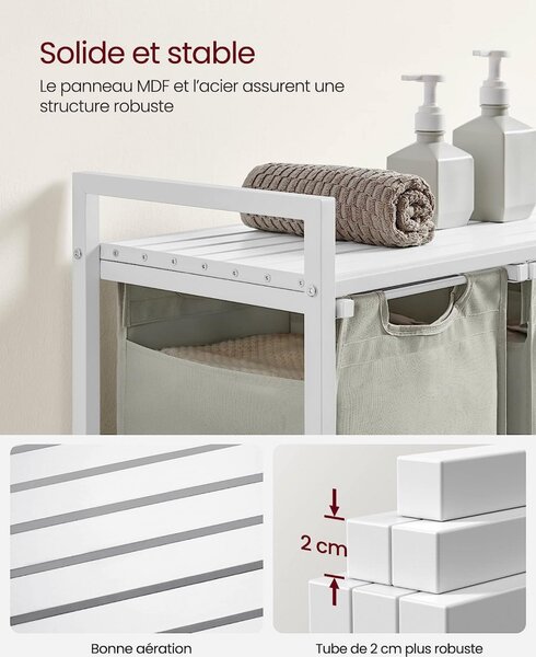 Cos de rufe, Vasagle, Alb, 92.5×33×72 cm