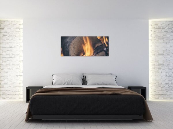 Tablou - Lemn în foc (120x50 cm)