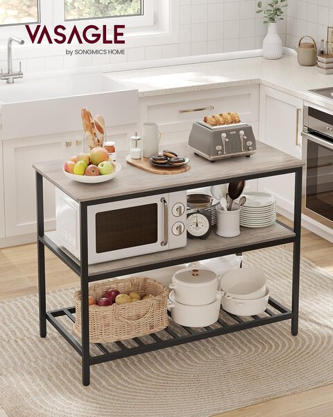 Raft de organizatoare pentru Bucatarie Model Saylor, Gri/Negru, 120x60x90 cm