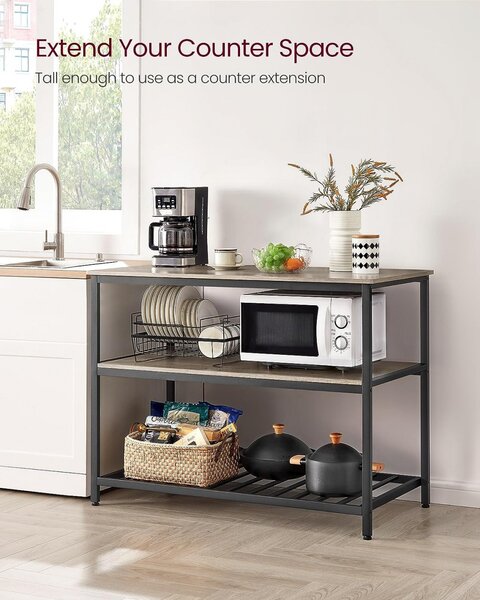 Raft de organizatoare pentru Bucatarie Model Saylor, Gri/Negru, 120x60x90 cm