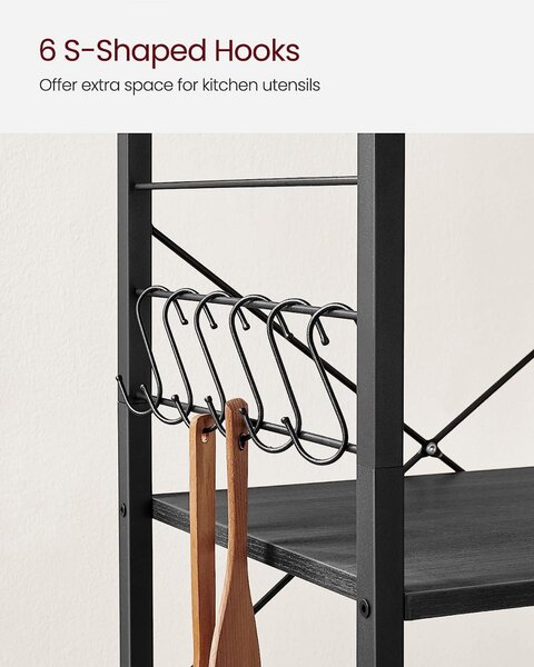Raft pentru bucatarie Model Edison, Negru, 60x40x84 cm