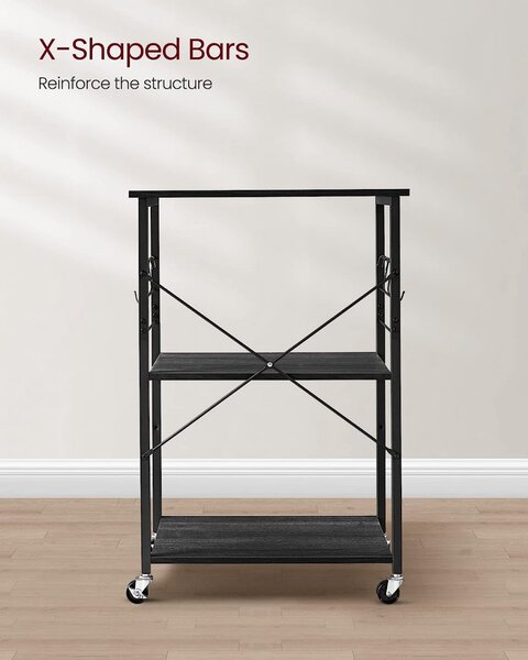 Raft pentru bucatarie Model Edison, Negru, 60x40x84 cm