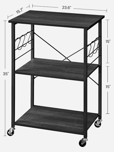 Raft pentru bucatarie Model Edison, Negru, 60x40x84 cm