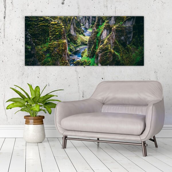 Tablou - Râu într-o vale stâncoasă (120x50 cm)