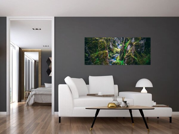 Tablou - Râu într-o vale stâncoasă (120x50 cm)