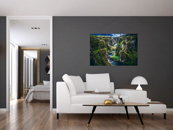 Tablou - Râu într-o vale stâncoasă (90x60 cm)