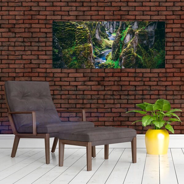 Tablou - Râu într-o vale stâncoasă (120x50 cm)