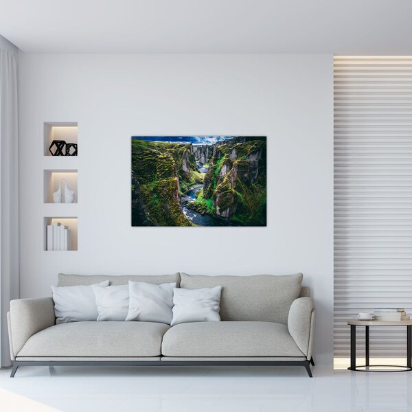 Tablou - Râu într-o vale stâncoasă (90x60 cm)