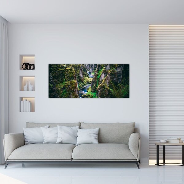 Tablou - Râu într-o vale stâncoasă (120x50 cm)