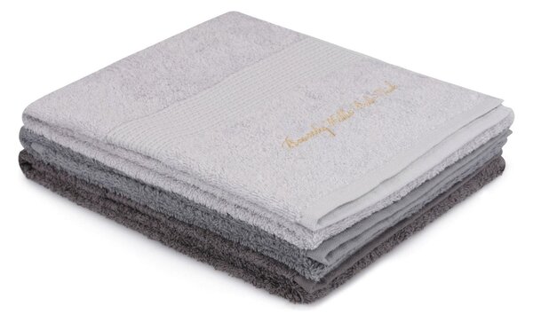 Set 3 prosoape baie 404, gri, bumbac, 50x90 cm