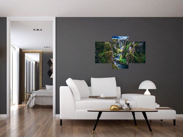 Tablou - Râu într-o vale stâncoasă (90x60 cm)
