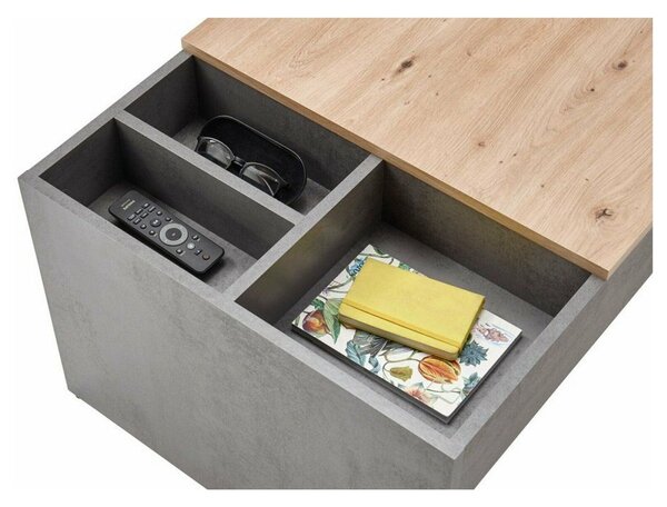 Masuta cafea LEVI, stejar artisan/gri beton, PAL, 110x60x45 cm