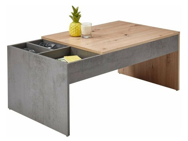 Masuta cafea LEVI, stejar artisan/gri beton, PAL, 110x60x45 cm