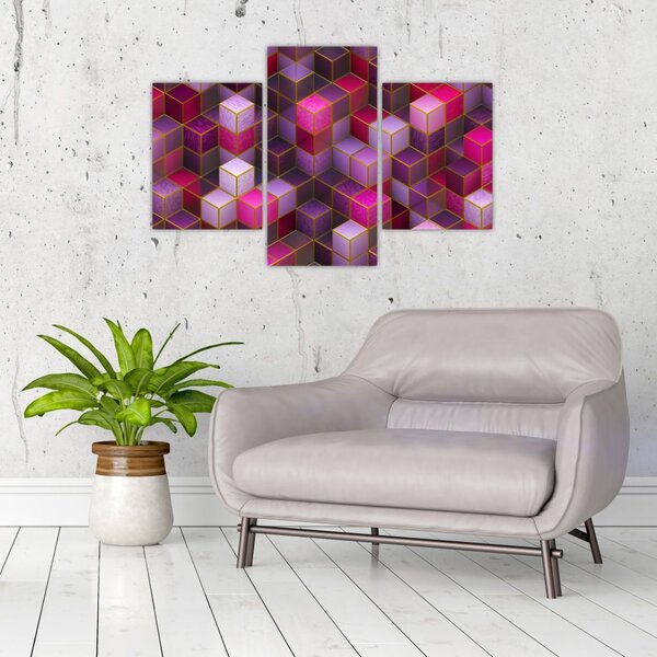 Tablou - Cuburi violet (90x60 cm)