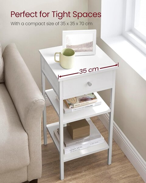 Noptiera Model Cline, Alb, 35x35x70cm
