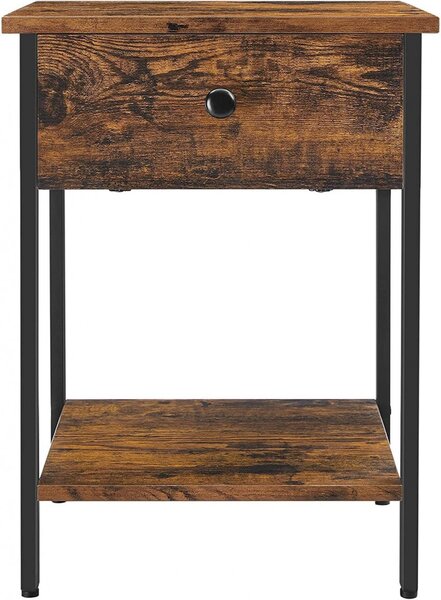 Noptiera Model Richards, Negru/Maro rustic, 40x40x50cm
