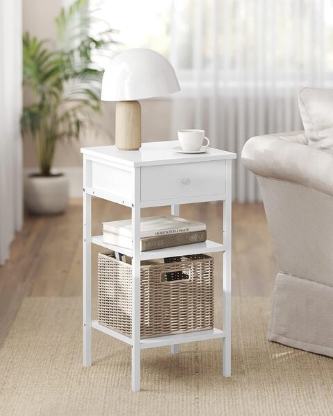 Noptiera Model Cline, Alb, 35x35x70cm