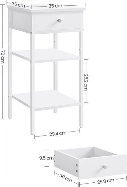 Noptiera Model Cline, Alb, 35x35x70cm