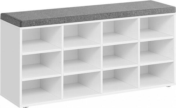 Banca cu suport pantofi Model Veronica, Alb / Gri, 104x30.3x48 cm