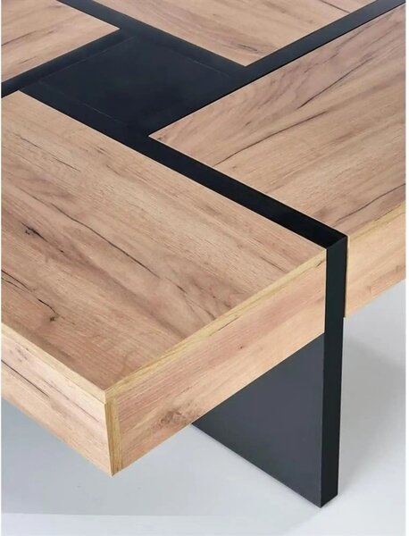 Masuta SEVILLA, negru/stejar craft, PAL, 100x100x47 cm