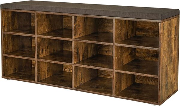 Banca cu suport pantofi Model Wesson, Maro, 104x30.3x48 cm
