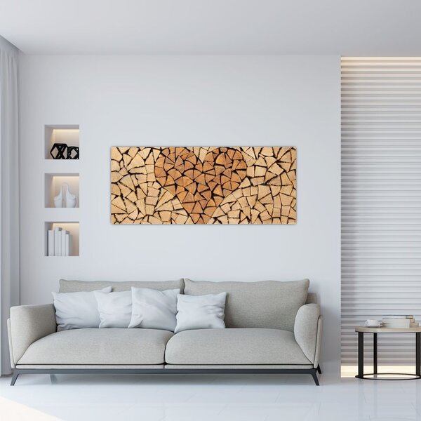 Tablou - Inima din lemn (120x50 cm)