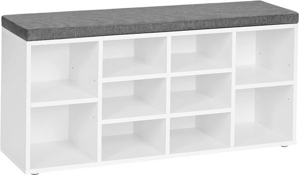 Banca cu suport pantofi Model Ryleigh, Alb, 104x30x48 cm