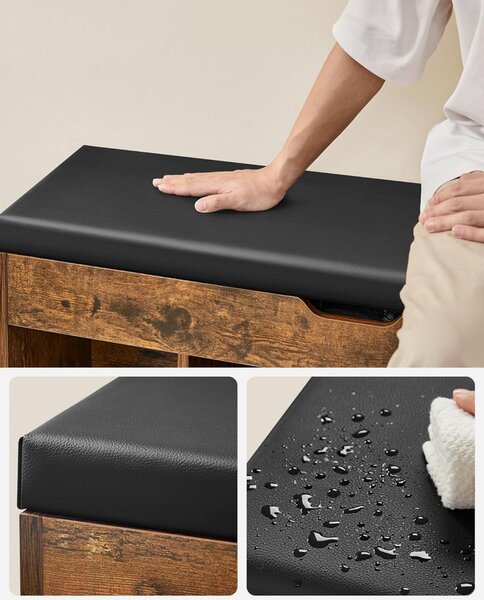 Banca cu suport pantofi Model Maggie, Maro, 100x30x44 cm