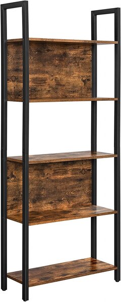 Raft pentru cărți Model Nancy, Maro/Negru, 62x24x165 cm