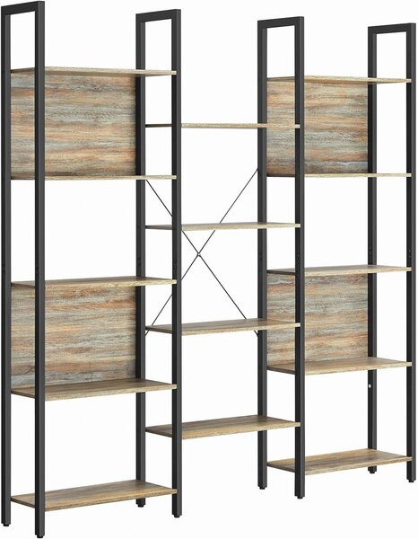 Raft pentru cărți cu 14 polițe Model Aryan, Albastru/Negru, 158x24x166 cm