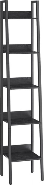 Raft tip Scară cu 5 Polițe Model Jovie, Maro/Negru, 33.8x30x170 cm