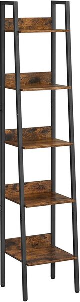 Raft tip Scară cu 5 Polițe Model Judson, Maro/Negru, 33.8x30x170 cm