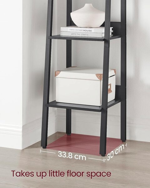 Raft tip Scară cu 5 Polițe Model Jovie, Maro/Negru, 33.8x30x170 cm