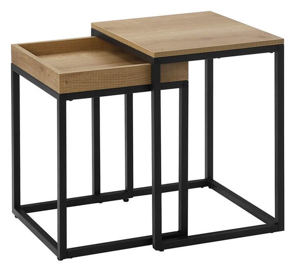 Set 2 Masute de Cafea Model Scarlett, 45x40x55/40x38x51 cm, Maro