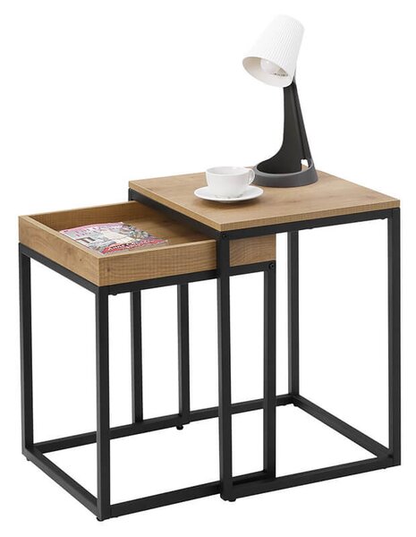 Set 2 Masute de Cafea Model Scarlett, 45x40x55/40x38x51 cm, Maro